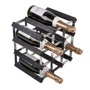 RTA Black Ash/Steel Wine Rack 12 Bottle